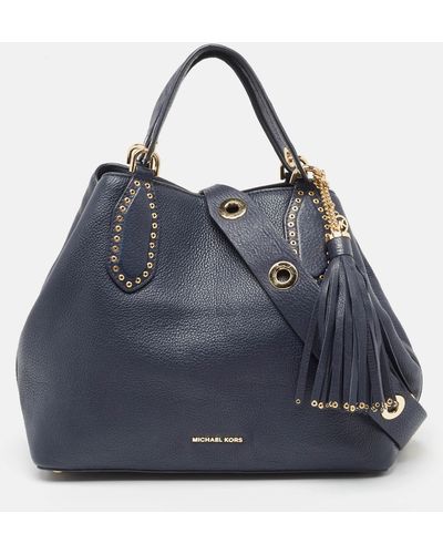 Michael Kors Leather Brooklyn Shoulder Bag - Blue