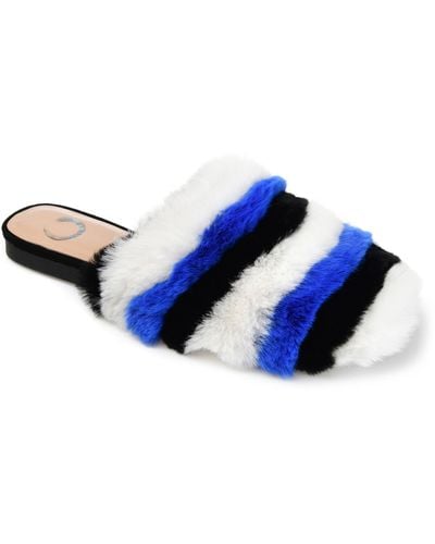 Journee Collection Collection Faux Fur Evelin Mule - Blue