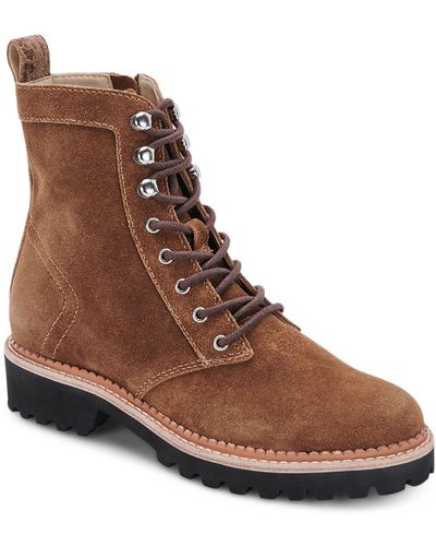 Dolce Vita Avena Leather Ankle Combat & Lace-up Boots - Brown