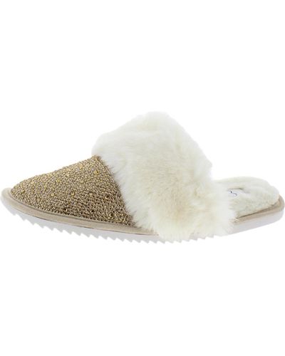 Jessica Simpson Jessenia Embellished Comfort Slip-on Slippers - White