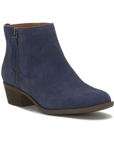 Lucky Brand Blandre Leather Booties Ankle Boots - Blue