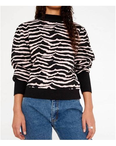 WILD PONY Zebra Print Intarsia-knit Sweater - Black