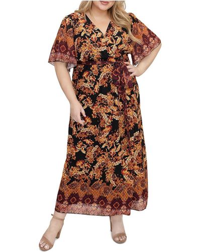 Marée Pour Toi Chiffon Floral Wrap Dress - Brown