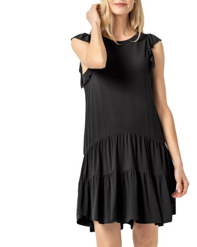 Lilla P Tiered Peplum Tank Dress - Black