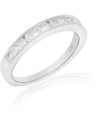 Vir Jewels 0.44 Cttw Diamond Wedding Band 14k White Gold 12 Stones Round Bridal Ring