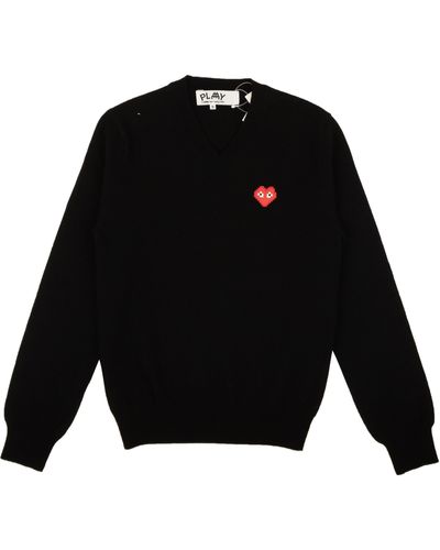Comme des Garçons Play Heart V-neck Sweater - Black