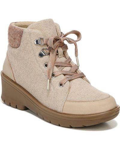 Bzees Brooklyn Side Zip Lace-up Booties - Natural