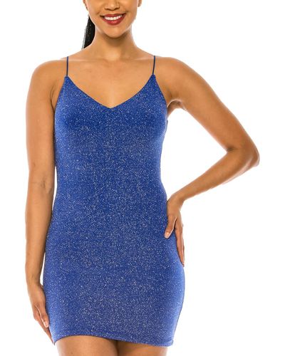 B Darlin Juniors Sparkle Mini Bodycon Dress - Blue