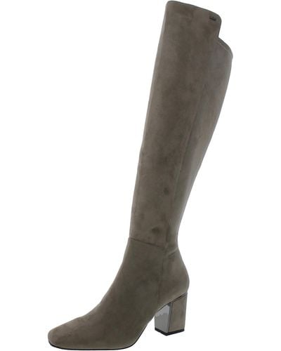 DKNY Cilli Microsuede Block Heel Knee-high Boots - Gray