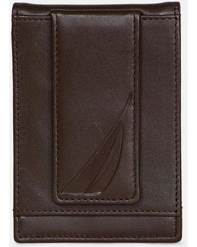Nautica Leather Front Pocket Wallet - Brown