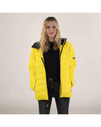 Members Only Zip Front Puffer Oversized Jacket - Yellow