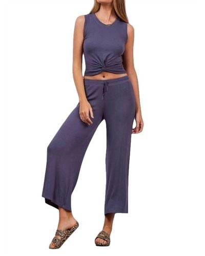 Lamade Shirred Back Crop Culotte Pant - Purple