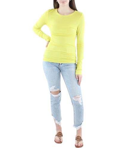 Enza Costa Ribbed Fitted T-shirt - Yellow