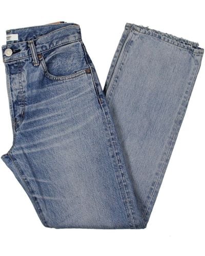 Moussy Sahlen Light Wash Mid-rise Straight Leg Jeans - Blue
