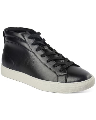 Alfani Jensen Faux Leather High-top Sneakers - Black