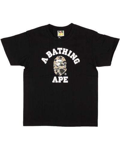 A Bathing Ape Black Cotton Green Camo Ape Short Sleeve T-shirt