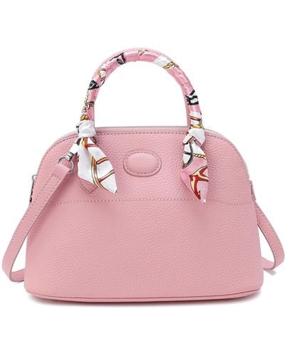 Tiffany & Fred Full-grain Leather Satchel Bag - Pink