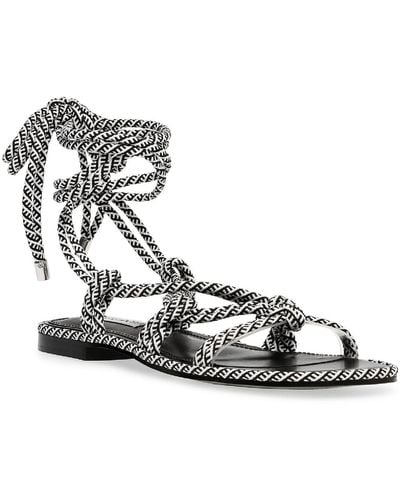 Steve Madden Sensible Ankle-tie Strappy Flat Sandals - Metallic