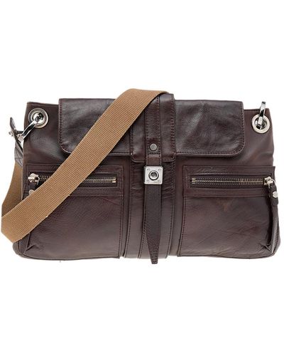 Lanvin Dark Leather Flap Shoulder Bag - Brown