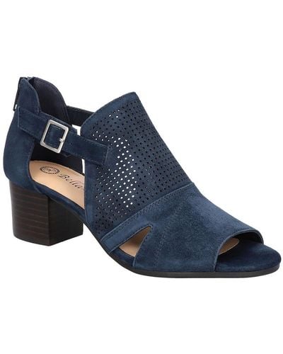 Bella Vita Illiana Leather Perforated Block Heel - Blue