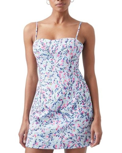 French Connection Floral Tie Back Mini Dress - Blue