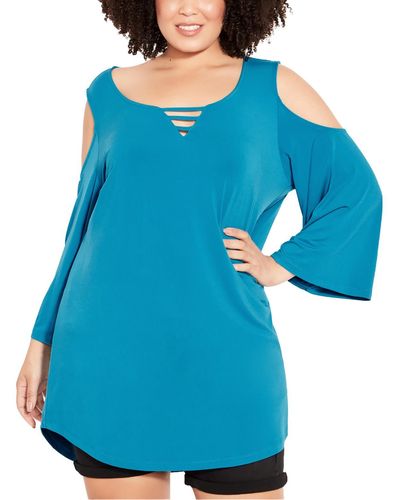 Avenue Plus Casual Daytime Tunic Top - Blue
