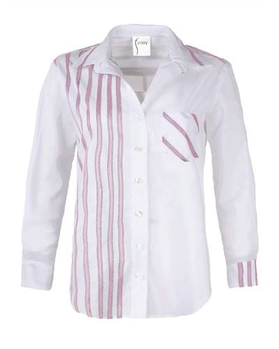 Finley Alex Ribbon Stripe Shirt - White