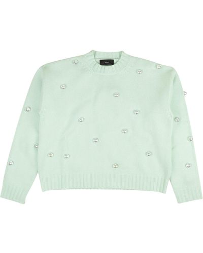 Alanui Mint Knit Marble Studder Cashmere Sweater - Green