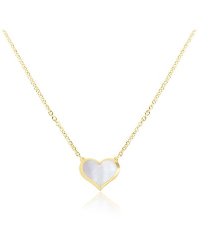 The Lovery Mini Mother Of Pearl Heart Necklace - Metallic