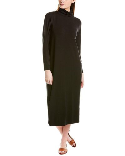 Eileen Fisher Scrunch Neck Jersey Dress - Black
