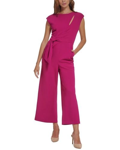 Calvin Klein Crepe Cap Sleeves Jumpsuit - Pink