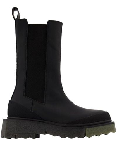 Off-White c/o Virgil Abloh Sponge Sole High Chelsea Boots In Black/green Leather