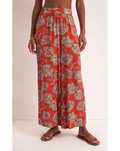 Z Supply Dante Floral Pant - Red