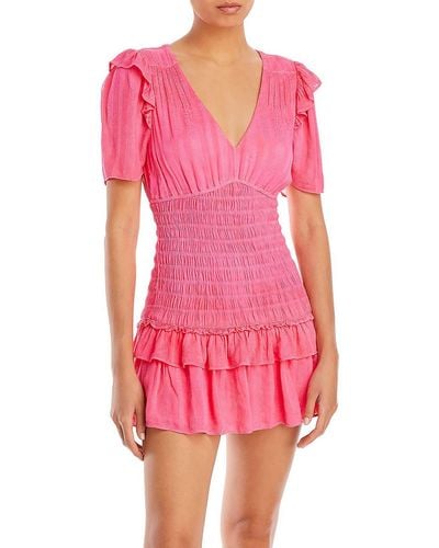LoveShackFancy Rena Ruffled Short Mini Dress - Pink