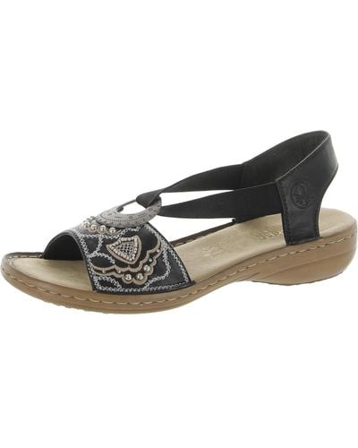 Rieker Regina Casual Embroidered Slingback Sandals - Brown