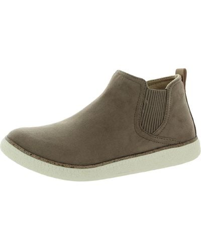 Dr. Scholls See Me Faux Suede Slip On Ankle Boots - Brown