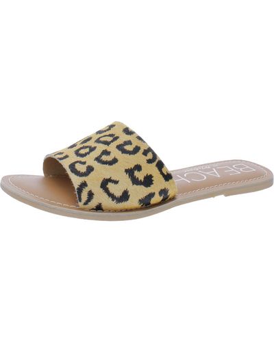 Matisse Cabana Calf Hair Peep-toe Slide Sandals - Metallic