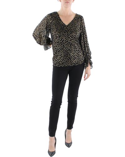 Vince Camuto Holiday Hues Pull Over V-neck Blouse - Black