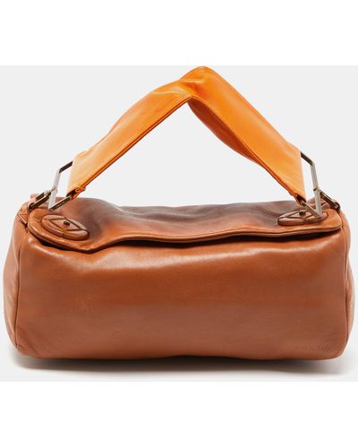 Prada /orange Leather Satchel - Brown