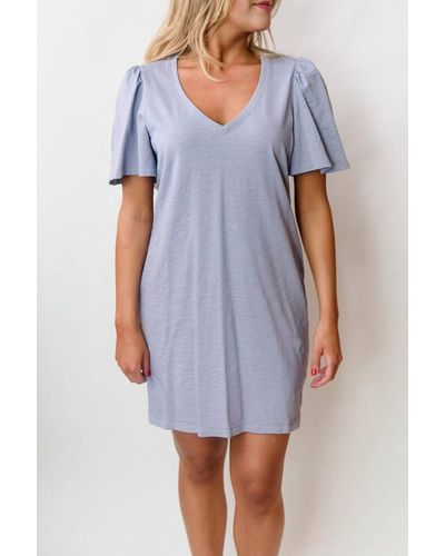Nation Ltd Mallory Flutter Sleeve Dress - Blue