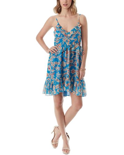 Jessica Simpson Southern Beauties Floral Print Chiffon Sundress - Blue