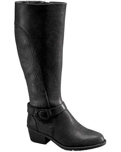 Easy Street Luella Wide Calf Block Heel Knee-high Boots - Black