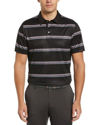 PGA TOUR Collar Striped Polo - Black