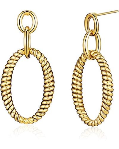 Liv Oliver 18k Textured Drop Earrings - Metallic