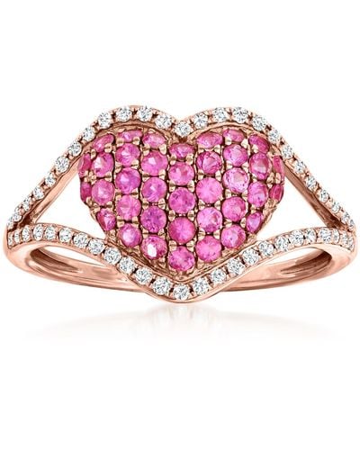 Ross-Simons Pink Sapphire And . Diamond Heart Ring