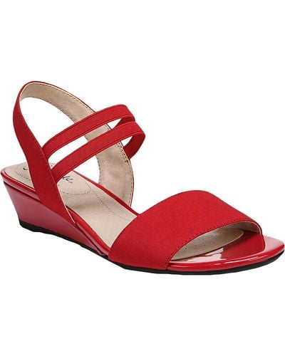 LifeStride Yolo Solid Ankle Strap Wedge Sandals - Red