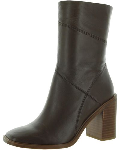 Franco Sarto Stormy Leather Block Heel Mid-calf Boots - Black