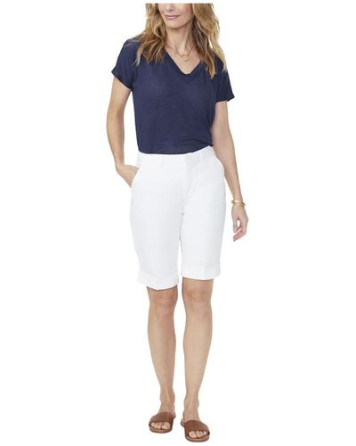 NYDJ Linen Blend Lift Tuck Technolog Bermuda Shorts - Blue