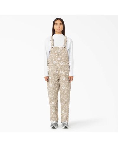 Dickies Ellis Floral Duck Canvas Overalls - Natural