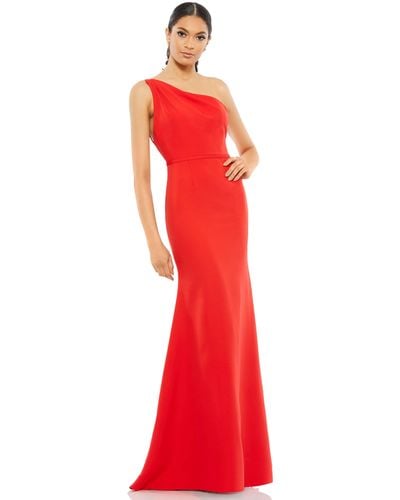 Ieena for Mac Duggal One Shoulder Jersey Mermaid Gown - Red